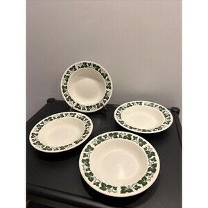 Vintage Homer Laughlin Green Ivy Rim Soup Bowls Set Of 4 1952